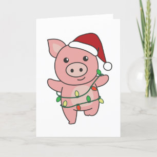 Varkens kerstwinterdieren Varkens Feestdagen Kaart