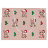 Varkens kerstwinterdieren Varkens Grote Gift Bag Groot Cadeauzakje (Achterkant)