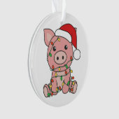Varkens kerstwinterdieren Varkens Ornament (voorkant)