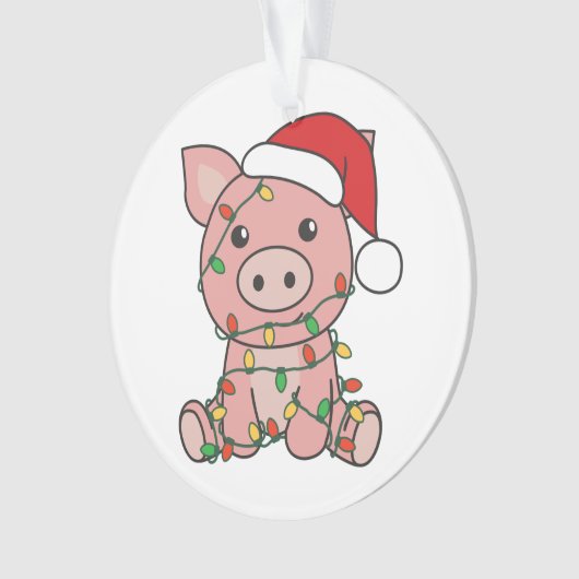 Varkens kerstwinterdieren Varkens Ornament (voorkant)