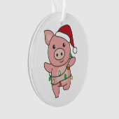 Varkens kerstwinterdieren Varkens Ornament (voorkant)