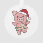 Varkens kerstwinterdieren Varkens Ornament (voorkant)