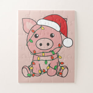 Varkens Kerstwinterdieren Varkens Puzzle Legpuzzel