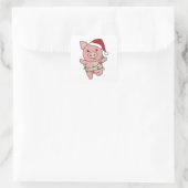 Varkens kerstwinterdieren Varkens Vierkante Sticker (Tas)