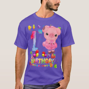 Varkens Kinder 1 jaar oud varken geboorte meisje T-shirt