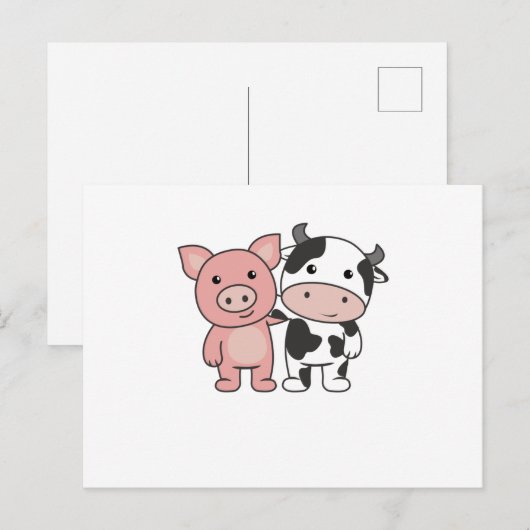 Varkens Koe Varkenshouderdieren Briefkaart (Voorkant / Achterkant)