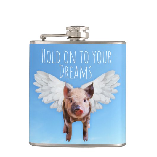 Varkens kunnen vliegen heupfles (Voorkant)