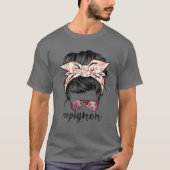 Varkens Mam Messy Hair in Bun Bandana varkensmam T-shirt (Voorkant)