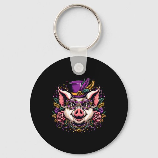 Varkens Mardi Gras Sleutelhanger (Voorkant)