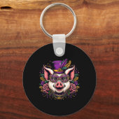 Varkens Mardi Gras Sleutelhanger (Voorkant)