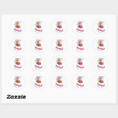 Varkens met bruiloft-jurk en bundel met bloemen ronde sticker (Vel)