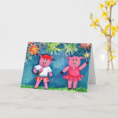 Varkens met Fireworks Kaart (Gele Bloem)