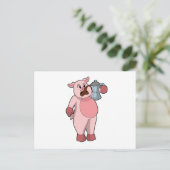 Varkens met koffie briefkaart (Staand voorkant)