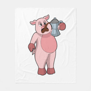 Varkens met koffie fleece deken