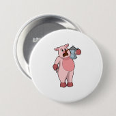 Varkens met koffie ronde button 7,6 cm (Voorkant /achterkant)