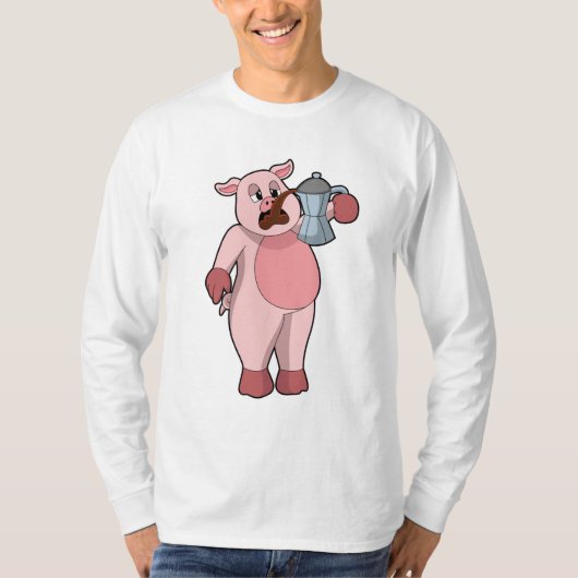 Varkens met koffie t-shirt (Voorkant)
