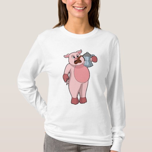 Varkens met koffie t-shirt (Voorkant)