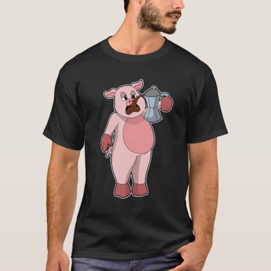 Varkens met koffie t-shirt (Voorkant)
