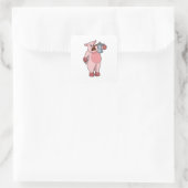 Varkens met koffie vierkante sticker (Tas)