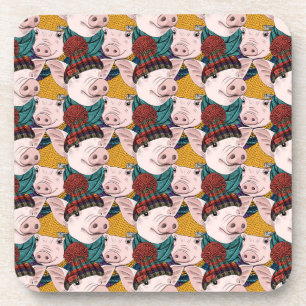 Varkens met Petten patroon Bier Onderzetter