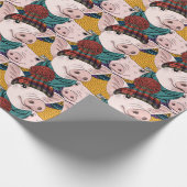 Varkens met Petten patroon Cadeaupapier (Hoek)