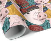 Varkens met Petten patroon Cadeaupapier (Rol Hoek)