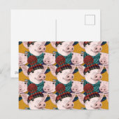 Varkens met Petten patroon Feestdagenkaart (Voorkant / Achterkant)