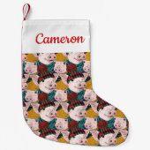Varkens met Petten patroon | Jouw namen toevoegen Kleine Kerstsok (Voorkant)