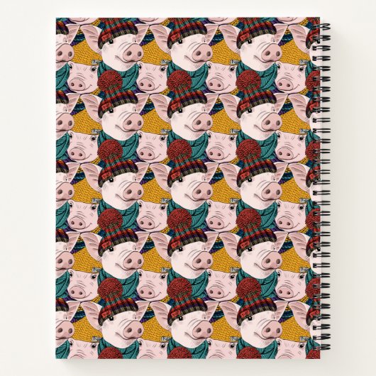 Varkens met Petten patroon | Jouw namen toevoegen Notitieboek (Achterkant)