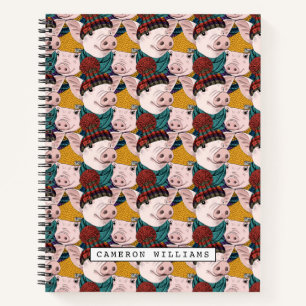 Varkens met Petten patroon   Jouw namen toevoegen Notitieboek