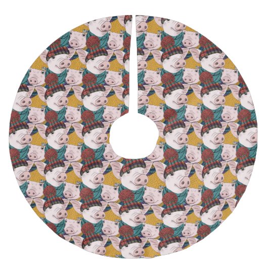 Varkens met Petten patroon Kerstboom Rok (Voorkant)