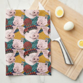 Varkens met Petten patroon Theedoek (Quarter Fold)