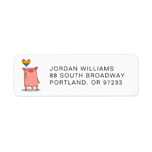 Varkens met regenboogballon etiket