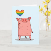 Varkens met regenboogballon kaart (Gele Bloem)