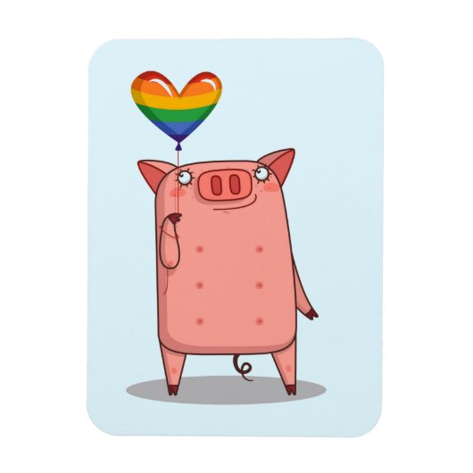 Varkens met regenboogballon magneet (Verticaal)