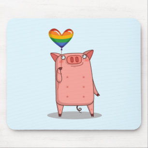 Varkens met regenboogballon muismat