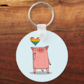 Varkens met regenboogballon sleutelhanger (Voorkant)