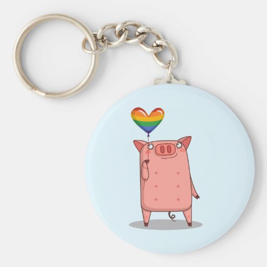 Varkens met regenboogballon sleutelhanger (Voorkant)