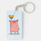 Varkens met regenboogballon sleutelhanger (achterkant)
