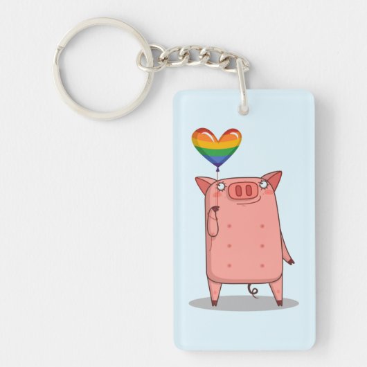 Varkens met regenboogballon sleutelhanger (Voorkant)