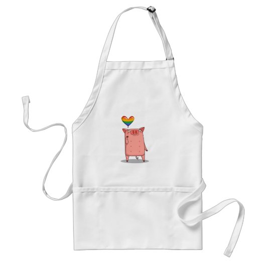 Varkens met regenboogballon standaard schort (Voorkant)