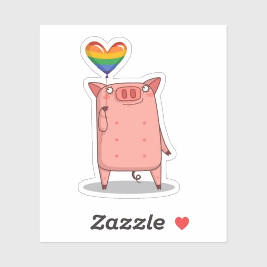 Varkens met regenboogballon sticker (Vel)