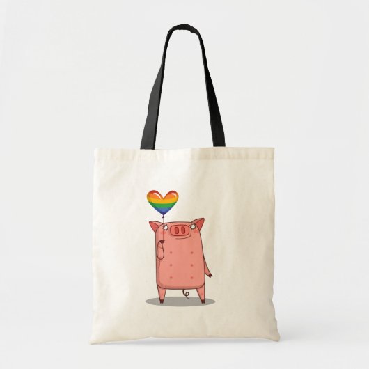 Varkens met regenboogballon tote bag (Voorkant)