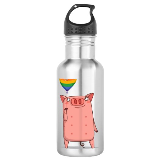 Varkens met regenboogballon waterfles (Voorkant)