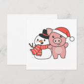 Varkens met Snowman in de winter voor kerstviering Kaart (Voorkant / Achterkant)