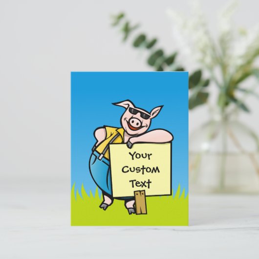 Varkens met teken briefkaart (Staand voorkant)