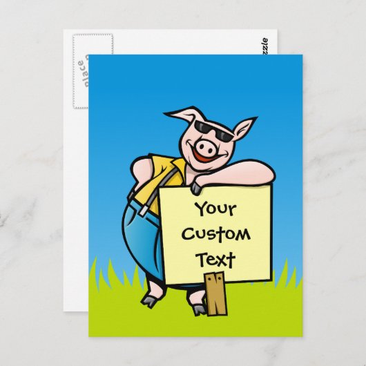 Varkens met teken briefkaart (Voorkant / Achterkant)