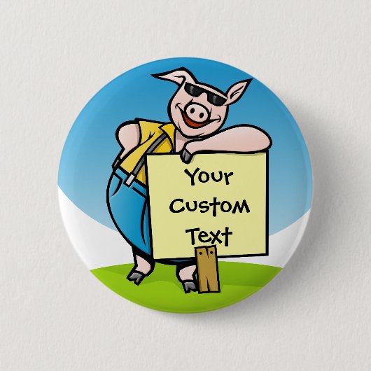 Varkens met teken ronde button 5,7 cm (Voorkant)