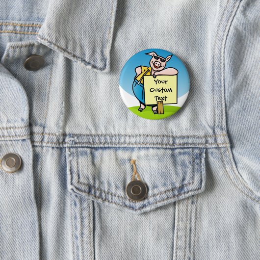 Varkens met teken ronde button 5,7 cm (In situ)