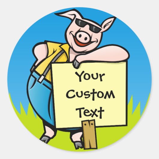 Varkens met teken ronde sticker (Voorkant)